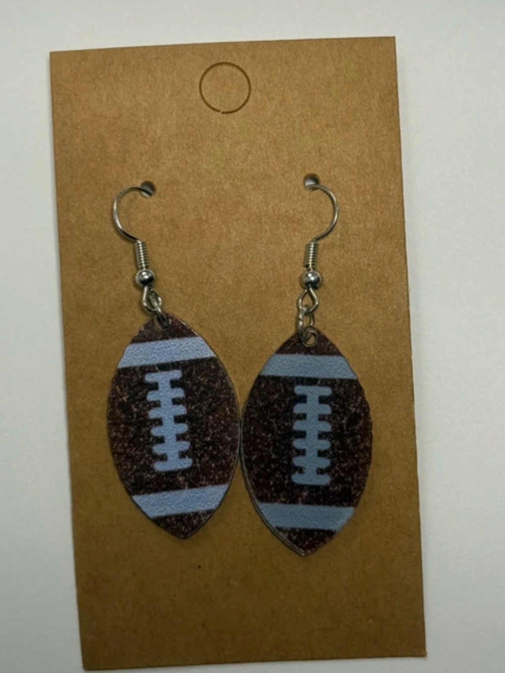 Football-Shaped Blue Accent Dangle Earrings - Women Jewelry